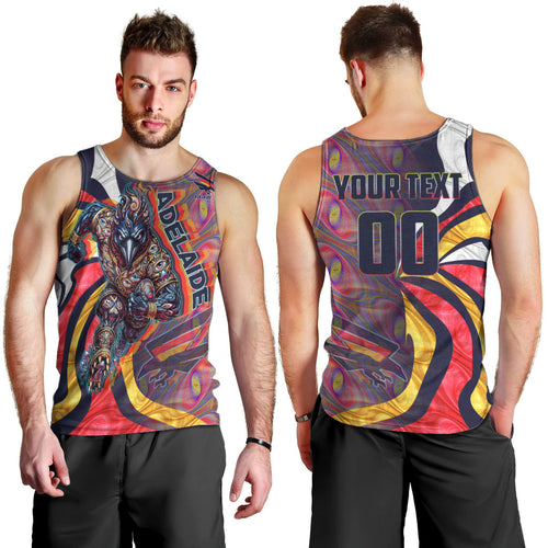 Personalised Adelaide Crows Men Tank Top Trippy Psychedelic Abstract Art Mascot Football Fans