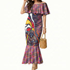 Personalised Adelaide Crows Mermaid Dress Trippy Psychedelic Abstract Art Mascot Football Fans
