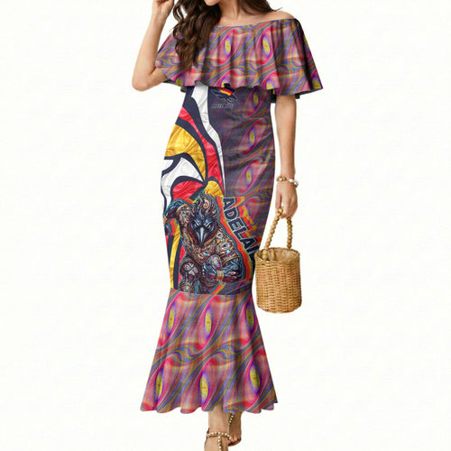 Personalised Adelaide Crows Mermaid Dress Trippy Psychedelic Abstract Art Mascot Football Fans