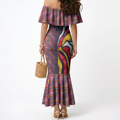 Personalised Adelaide Crows Mermaid Dress Trippy Psychedelic Abstract Art Mascot Football Fans