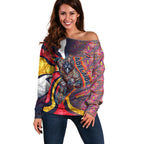 Personalised Adelaide Crows Off Shoulder Sweater Trippy Psychedelic Abstract Art Mascot Football Fans