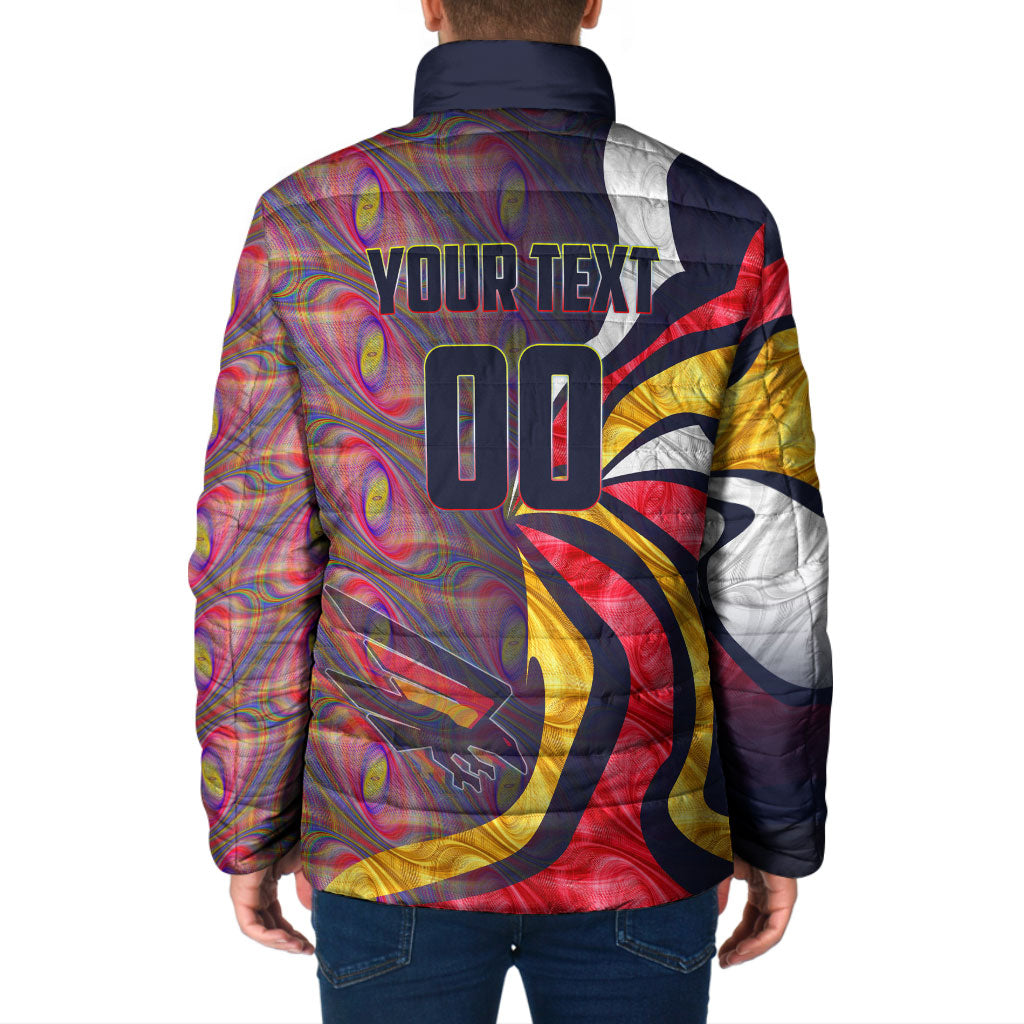 Personalised Adelaide Crows Padded Jacket Trippy Psychedelic Abstract Art Mascot Football Fans