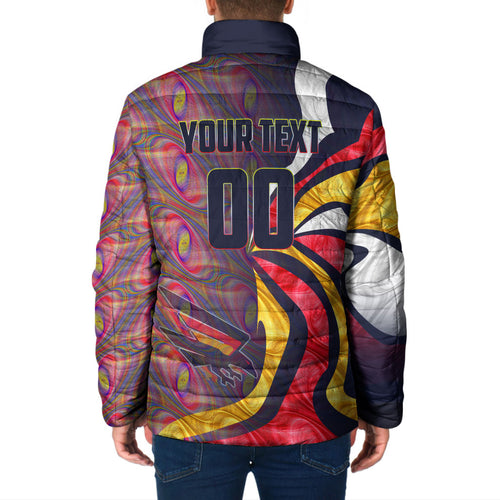 Personalised Adelaide Crows Padded Jacket Trippy Psychedelic Abstract Art Mascot Football Fans