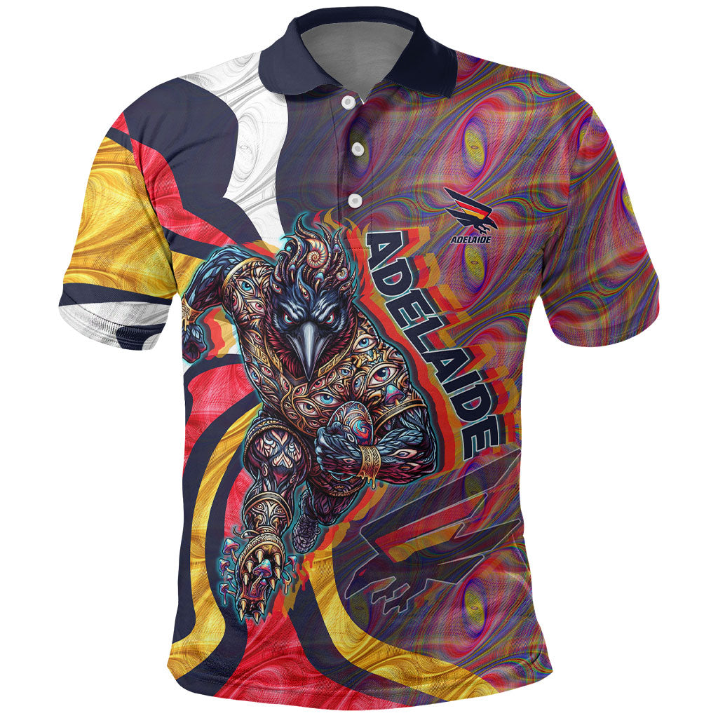 Personalised Adelaide Crows Polo Shirt Trippy Psychedelic Abstract Art Mascot Football Fans