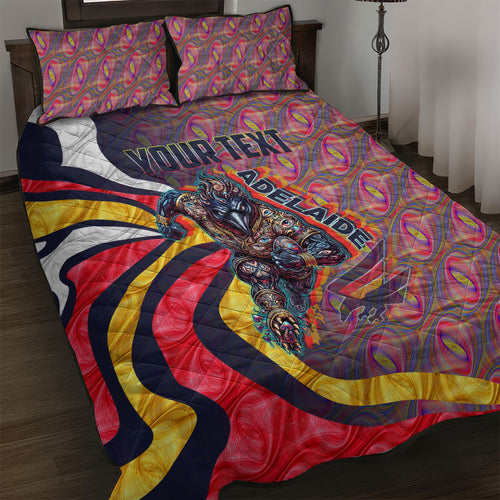 Personalised Adelaide Crows Quilt Bed Set Trippy Psychedelic Abstract Art Mascot Football Fans
