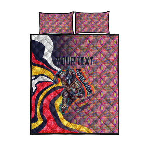 Personalised Adelaide Crows Quilt Bed Set Trippy Psychedelic Abstract Art Mascot Football Fans