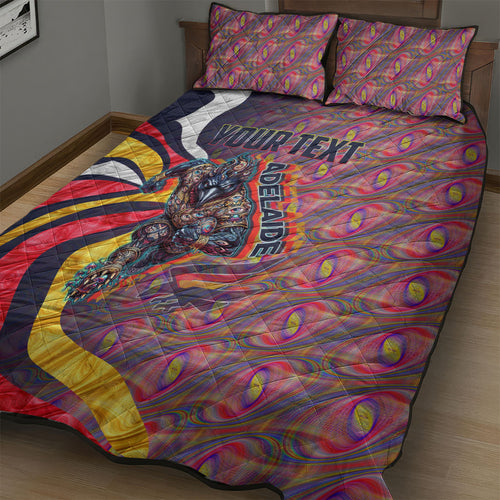Personalised Adelaide Crows Quilt Bed Set Trippy Psychedelic Abstract Art Mascot Football Fans