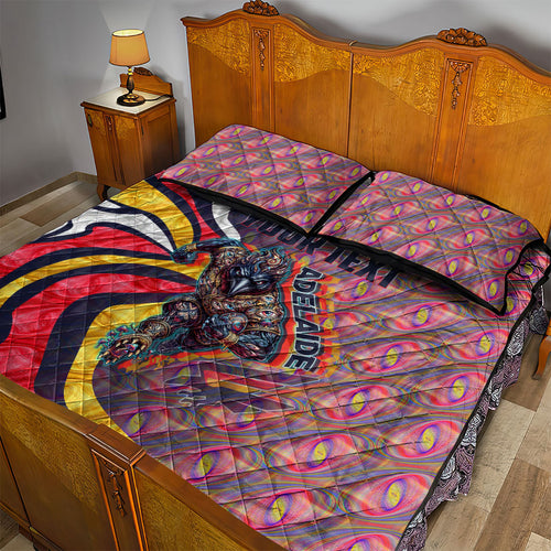 Personalised Adelaide Crows Quilt Bed Set Trippy Psychedelic Abstract Art Mascot Football Fans