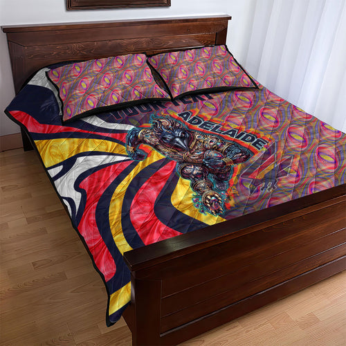 Personalised Adelaide Crows Quilt Bed Set Trippy Psychedelic Abstract Art Mascot Football Fans
