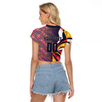 Personalised Adelaide Crows Raglan Cropped T Shirt Trippy Psychedelic Abstract Art Mascot Football Fans