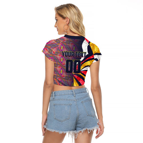 Personalised Adelaide Crows Raglan Cropped T Shirt Trippy Psychedelic Abstract Art Mascot Football Fans