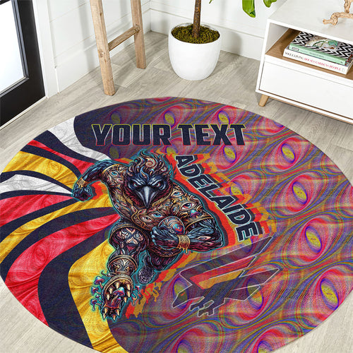 Personalised Adelaide Crows Round Carpet Trippy Psychedelic Abstract Art Mascot Football Fans