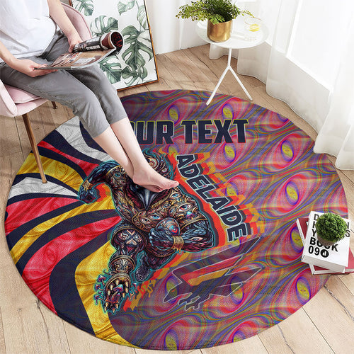 Personalised Adelaide Crows Round Carpet Trippy Psychedelic Abstract Art Mascot Football Fans