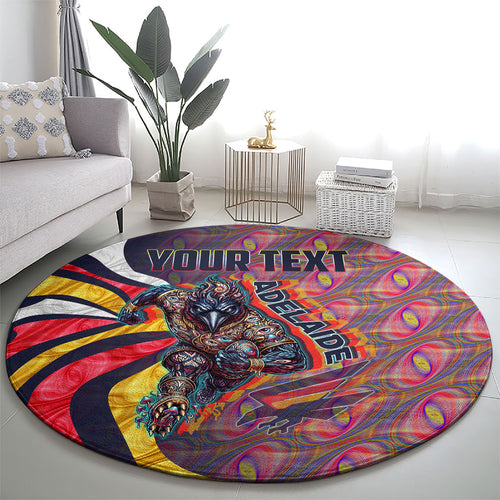Personalised Adelaide Crows Round Carpet Trippy Psychedelic Abstract Art Mascot Football Fans