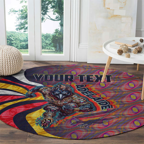 Personalised Adelaide Crows Round Carpet Trippy Psychedelic Abstract Art Mascot Football Fans