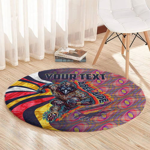 Personalised Adelaide Crows Round Carpet Trippy Psychedelic Abstract Art Mascot Football Fans