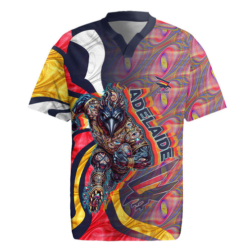 Personalised Adelaide Crows Rugby Jersey Trippy Psychedelic Abstract Art Mascot Football Fans
