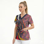 Personalised Adelaide Crows Scrub Top Trippy Psychedelic Abstract Art Mascot Football Fans