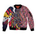 Personalised Adelaide Crows Sleeve Zip Bomber Jacket Trippy Psychedelic Abstract Art Mascot Football Fans