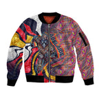 Personalised Adelaide Crows Sleeve Zip Bomber Jacket Trippy Psychedelic Abstract Art Mascot Football Fans