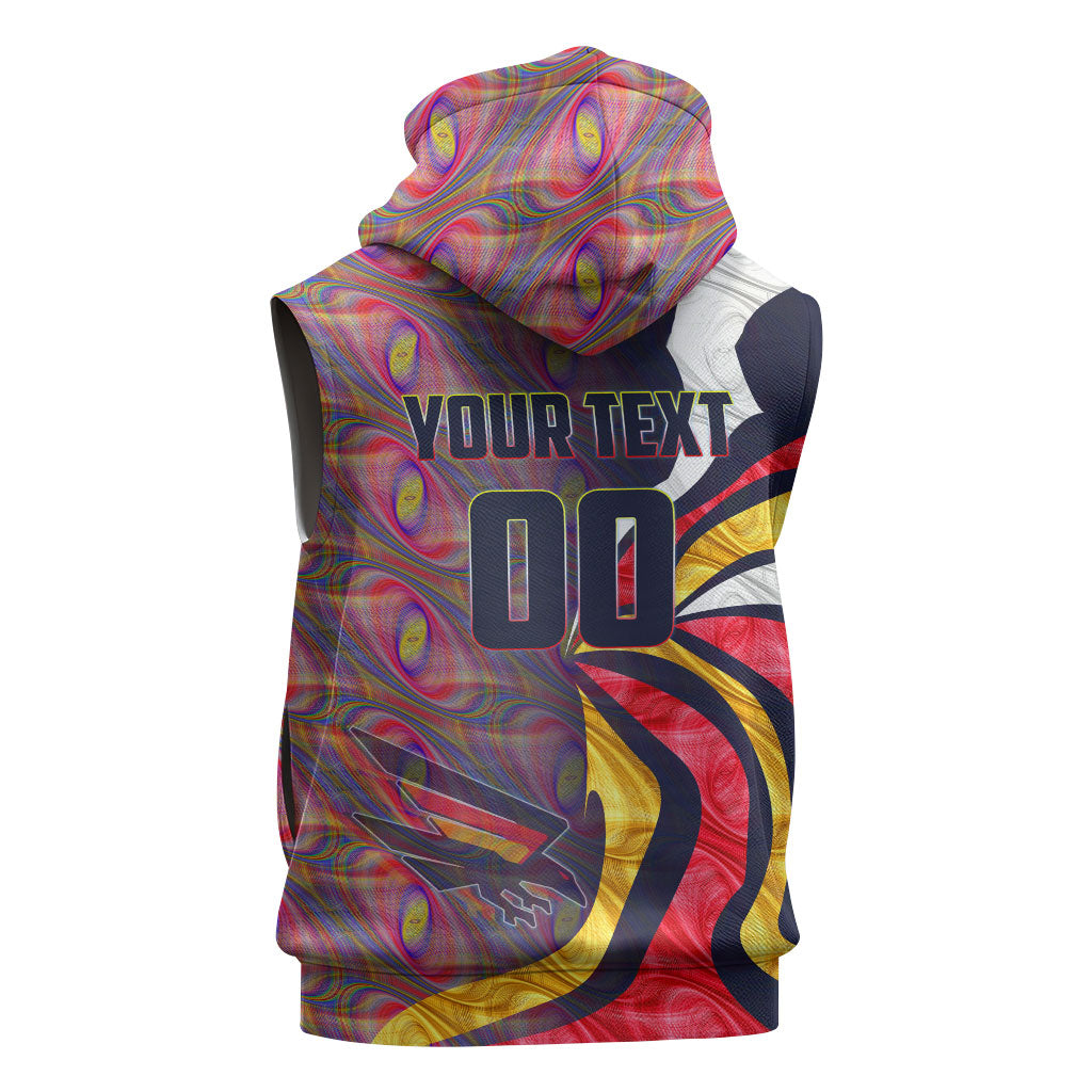 Personalised Adelaide Crows Sleeveless Hoodie Trippy Psychedelic Abstract Art Mascot Football Fans