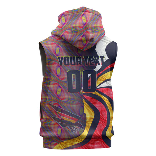 Personalised Adelaide Crows Sleeveless Hoodie Trippy Psychedelic Abstract Art Mascot Football Fans