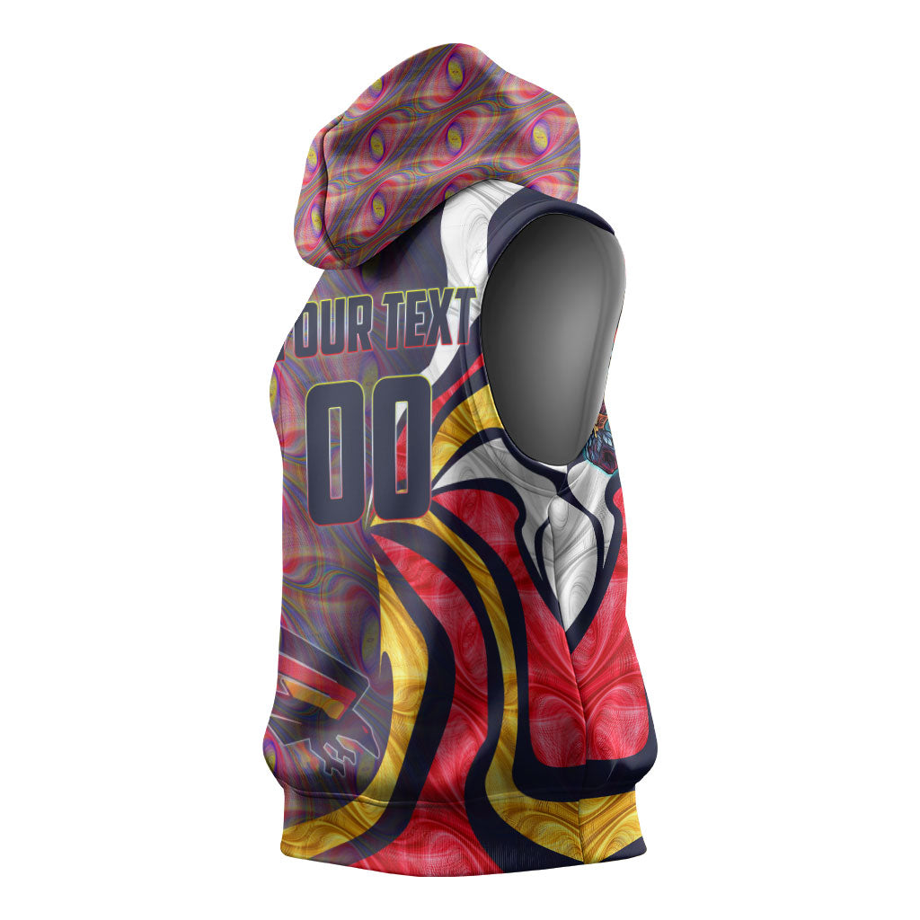Personalised Adelaide Crows Sleeveless Hoodie Trippy Psychedelic Abstract Art Mascot Football Fans