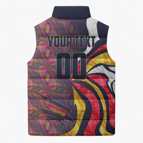 Personalised Adelaide Crows Sleeveless Puffer Jacket Trippy Psychedelic Abstract Art Mascot Football Fans