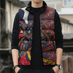 Personalised Adelaide Crows Sleeveless Puffer Jacket Trippy Psychedelic Abstract Art Mascot Football Fans