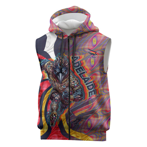 Personalised Adelaide Crows Sleeveless Zip Hoodie Trippy Psychedelic Abstract Art Mascot Football Fans