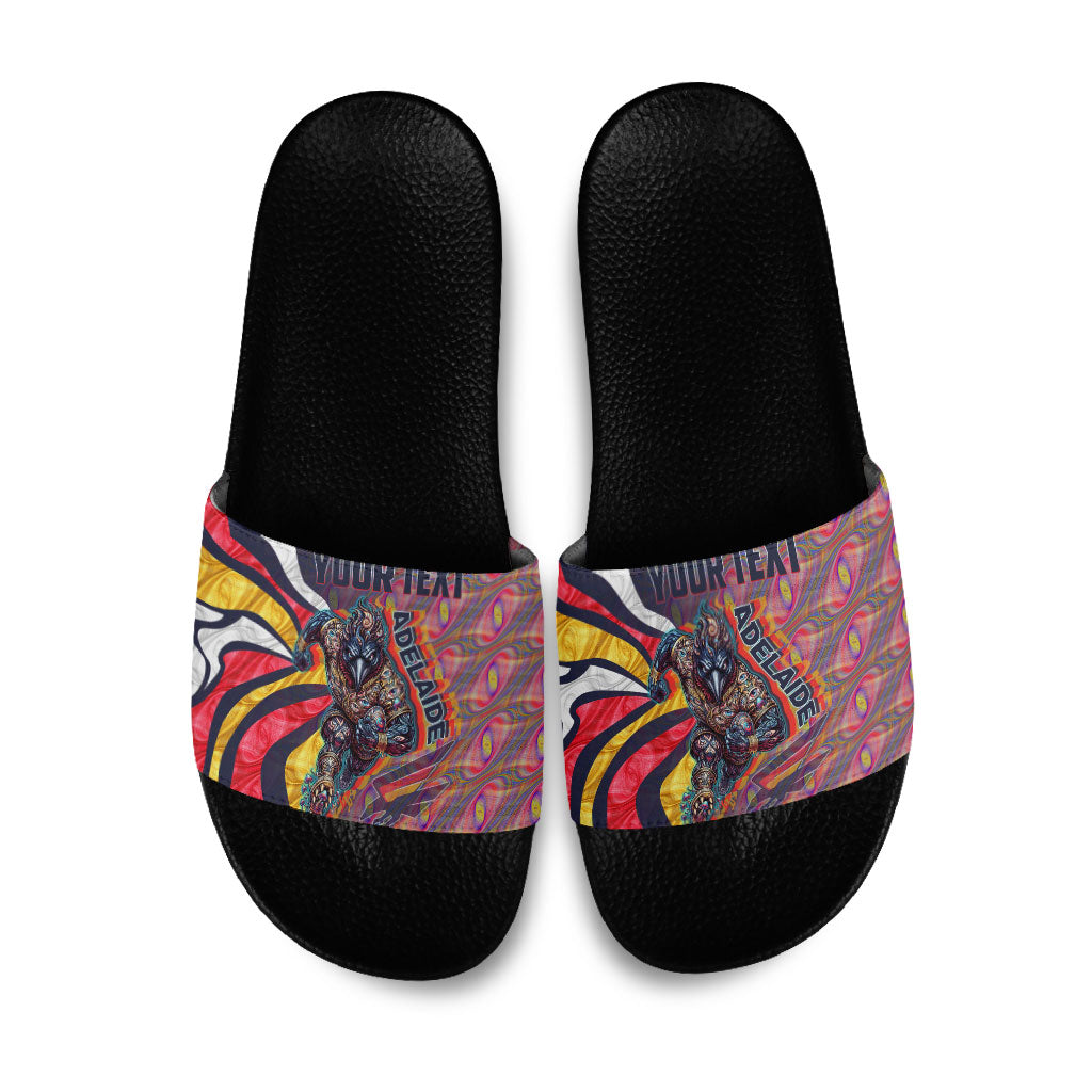 Personalised Adelaide Crows Slide Sandals Trippy Psychedelic Abstract Art Mascot Football Fans