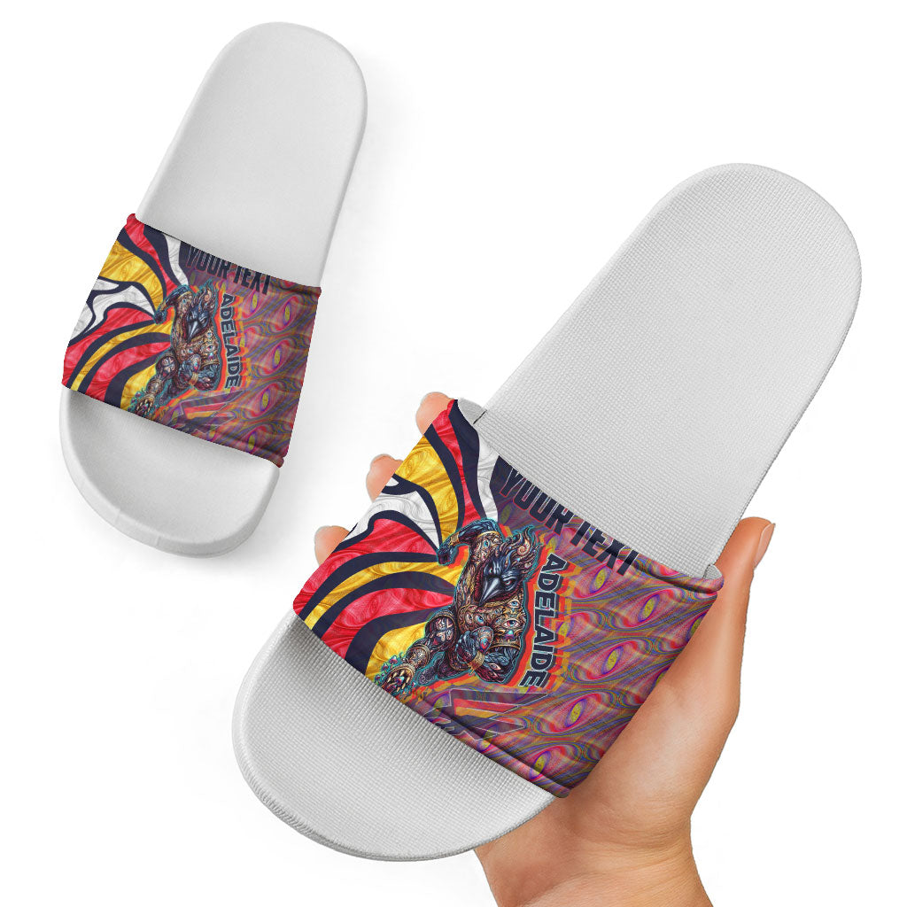 Personalised Adelaide Crows Slide Sandals Trippy Psychedelic Abstract Art Mascot Football Fans