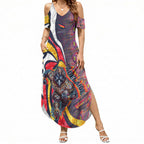 Personalised Adelaide Crows Summer Maxi Dress Trippy Psychedelic Abstract Art Mascot Football Fans