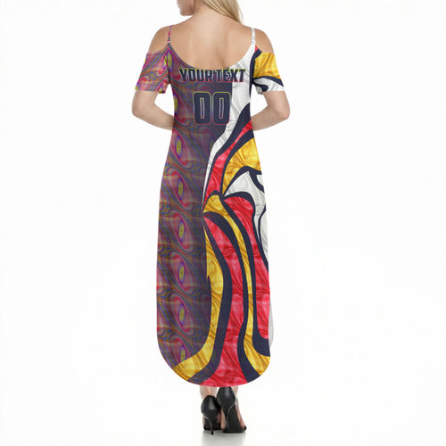Personalised Adelaide Crows Summer Maxi Dress Trippy Psychedelic Abstract Art Mascot Football Fans