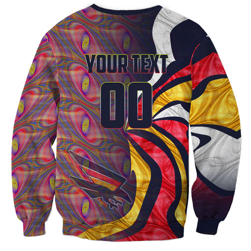Personalised Adelaide Crows Sweatshirt Trippy Psychedelic Abstract Art Mascot Football Fans