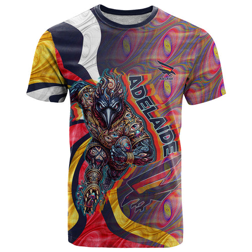 Personalised Adelaide Crows T Shirt Trippy Psychedelic Abstract Art Mascot Football Fans