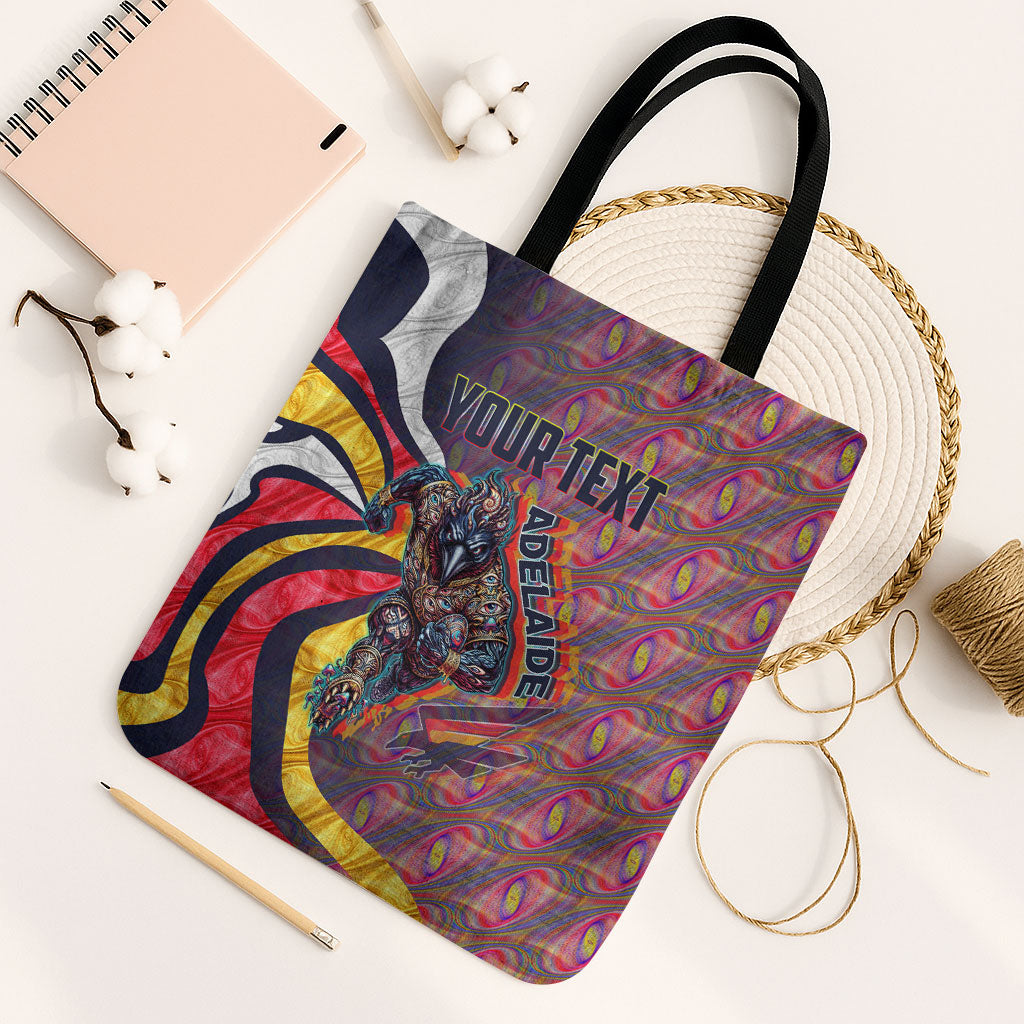 Personalised Adelaide Crows Tote Bag Trippy Psychedelic Abstract Art Mascot Football Fans