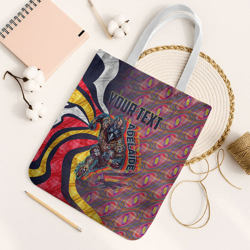 Personalised Adelaide Crows Tote Bag Trippy Psychedelic Abstract Art Mascot Football Fans
