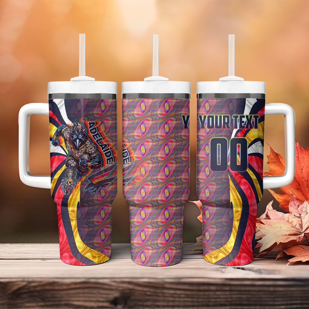 Personalised Adelaide Crows Tumbler With Handle Trippy Psychedelic Abstract Art Mascot Football Fans