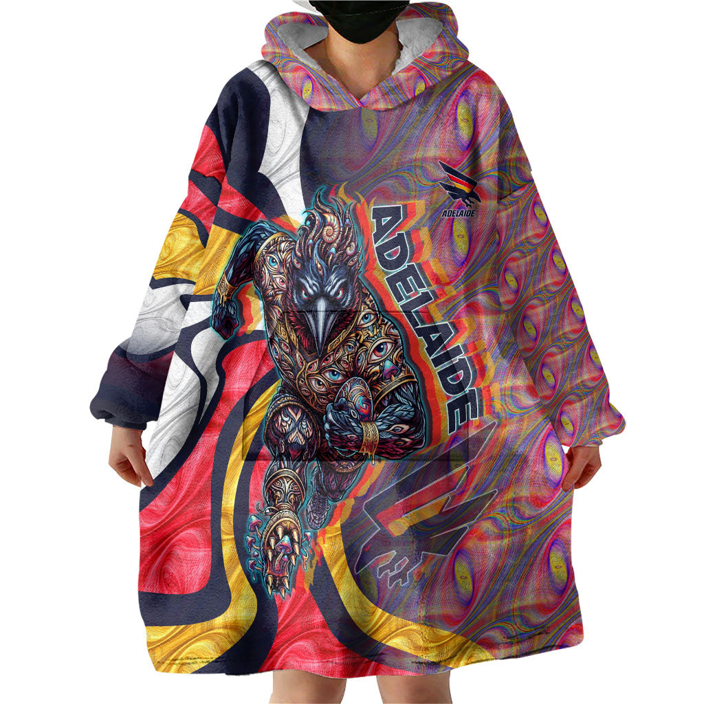 Personalised Adelaide Crows Wearable Blanket Hoodie Trippy Psychedelic Abstract Art Mascot Football Fans