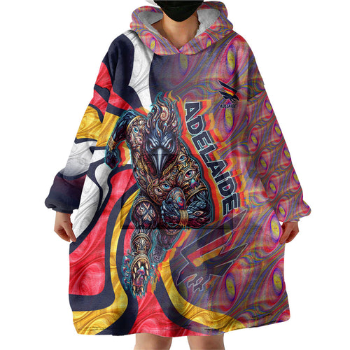Personalised Adelaide Crows Wearable Blanket Hoodie Trippy Psychedelic Abstract Art Mascot Football Fans
