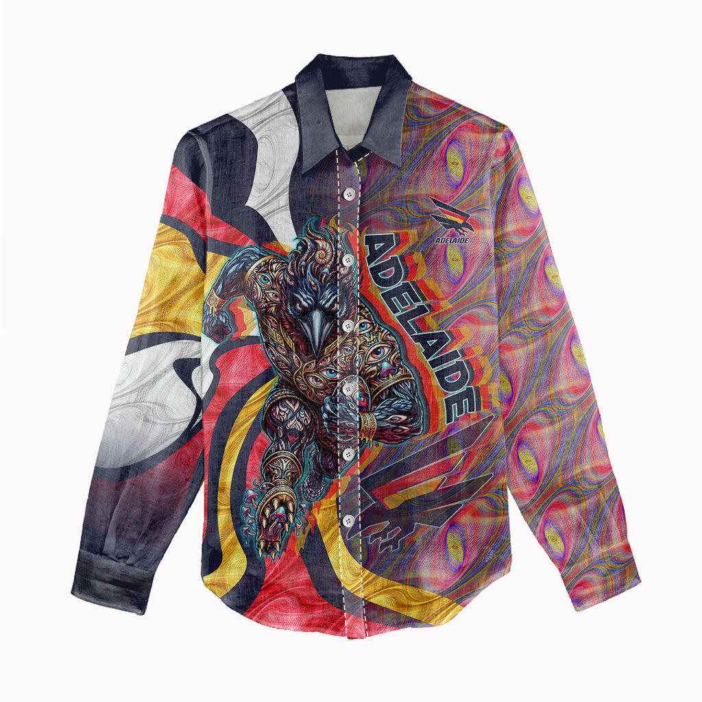 Personalised Adelaide Crows Women Casual Shirt Trippy Psychedelic Abstract Art Mascot Football Fans