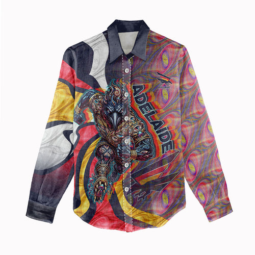 Personalised Adelaide Crows Women Casual Shirt Trippy Psychedelic Abstract Art Mascot Football Fans