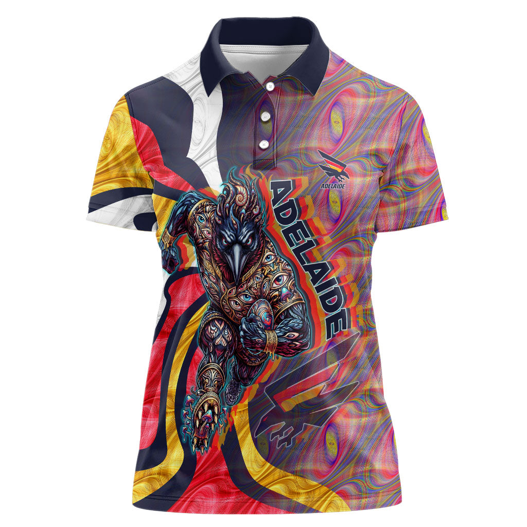 Personalised Adelaide Crows Women Polo Shirt Trippy Psychedelic Abstract Art Mascot Football Fans
