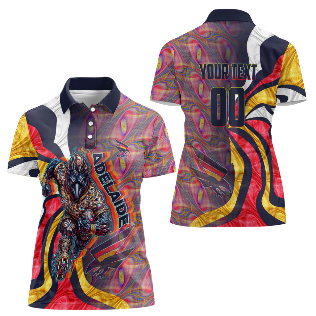 Personalised Adelaide Crows Women Polo Shirt Trippy Psychedelic Abstract Art Mascot Football Fans