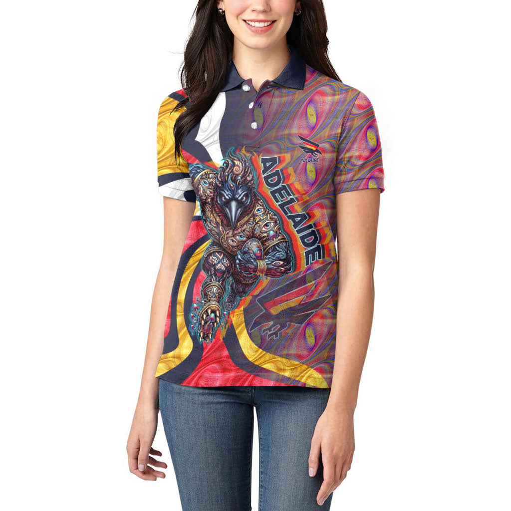 Personalised Adelaide Crows Women Polo Shirt Trippy Psychedelic Abstract Art Mascot Football Fans