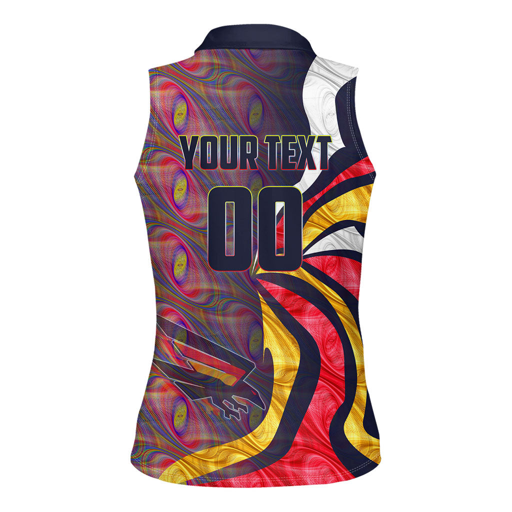 Personalised Adelaide Crows Women Sleeveless Polo Shirt Trippy Psychedelic Abstract Art Mascot Football Fans