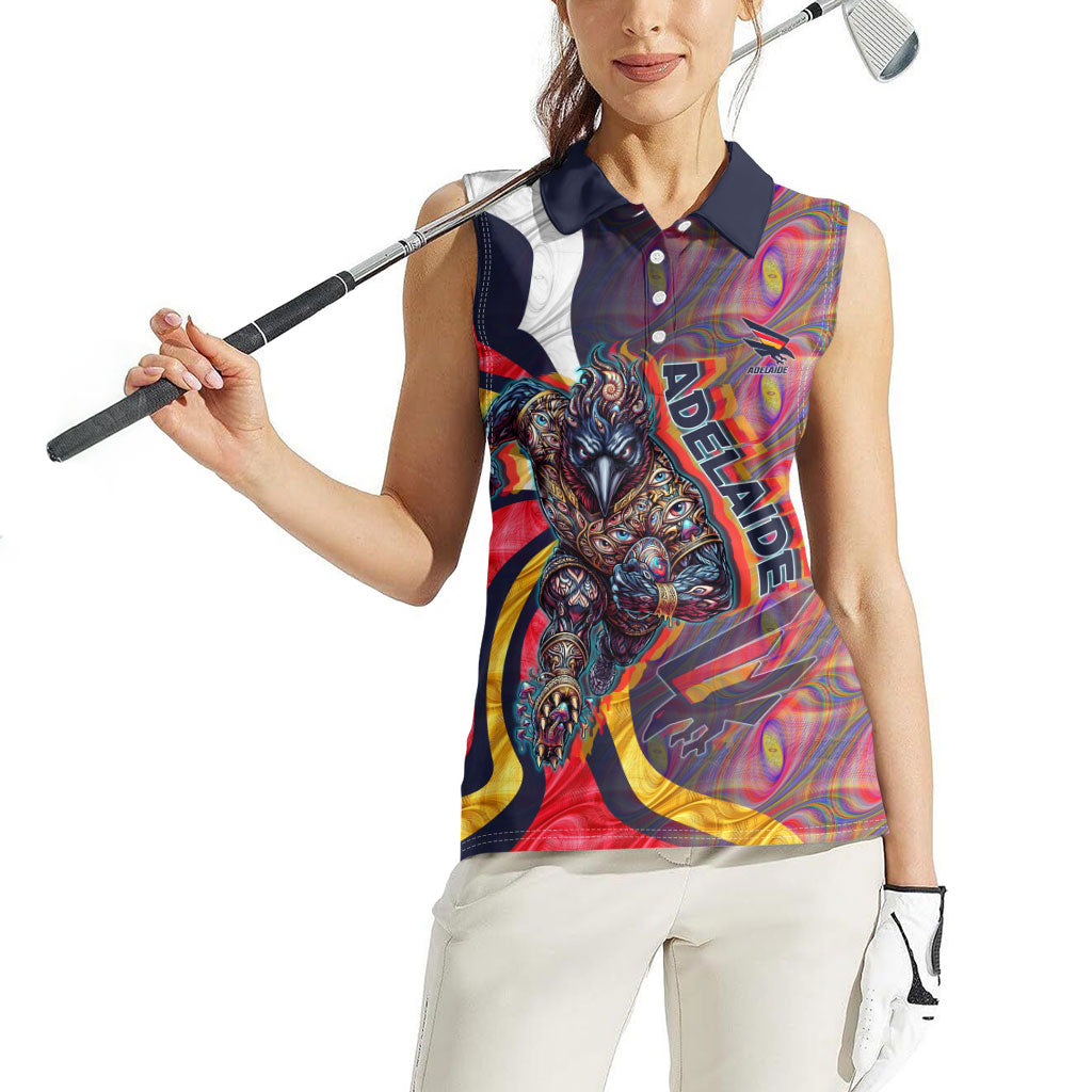 Personalised Adelaide Crows Women Sleeveless Polo Shirt Trippy Psychedelic Abstract Art Mascot Football Fans