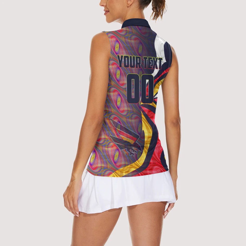 Personalised Adelaide Crows Women Sleeveless Polo Shirt Trippy Psychedelic Abstract Art Mascot Football Fans