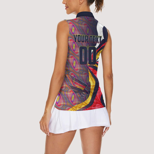 Personalised Adelaide Crows Women Sleeveless Polo Shirt Trippy Psychedelic Abstract Art Mascot Football Fans